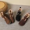 GKTINOO  Snow Boots Women Cow Suede Furry Solid Color Round Toe Hook & Loop Flat With 2025 Winter Lasies Shoes Handmade