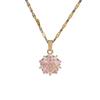 Sweet Zircon Crystal Cherry Blossom Pendant Necklace - Titanium Steel Clavicle Chain for Women