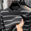 Men's Striped Knitwear: 2025 Autumn/Winter Collection - Stretchy, Thick, Versatile, Casual Round Neck Base Layer