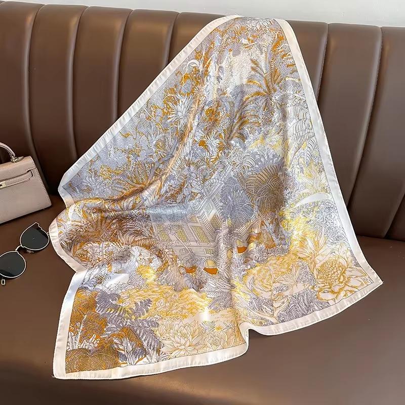 Horse Print Female Silk Neck Scarf Square Hair Scarves Foulard Head Band Shawls Wraps Neckerchief Bandana Women