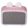 Mini Cartoon Clock Bluetooth Digital Speaker Multifunctional Smart Set Alarm Clocks for Bedroom OfficePink