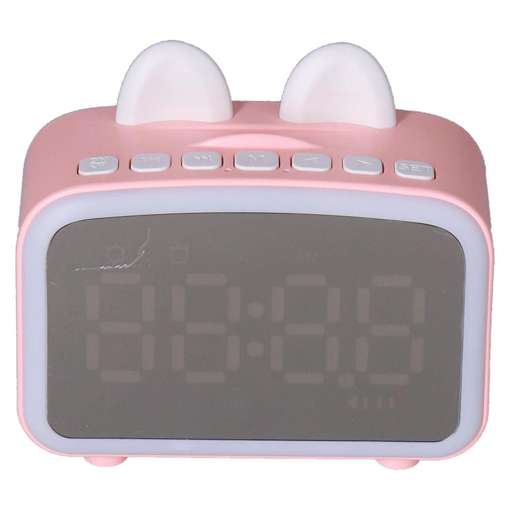 Mini Cartoon Clock Bluetooth Digital Speaker Multifunctional Smart Set Alarm Clocks for Bedroom OfficePink