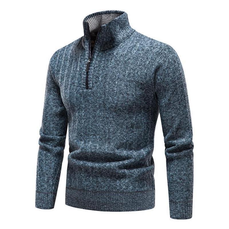 New Men's Sweater, High Street Pile, Pile Collar Pullover, Knit, Solid Color Base Layer