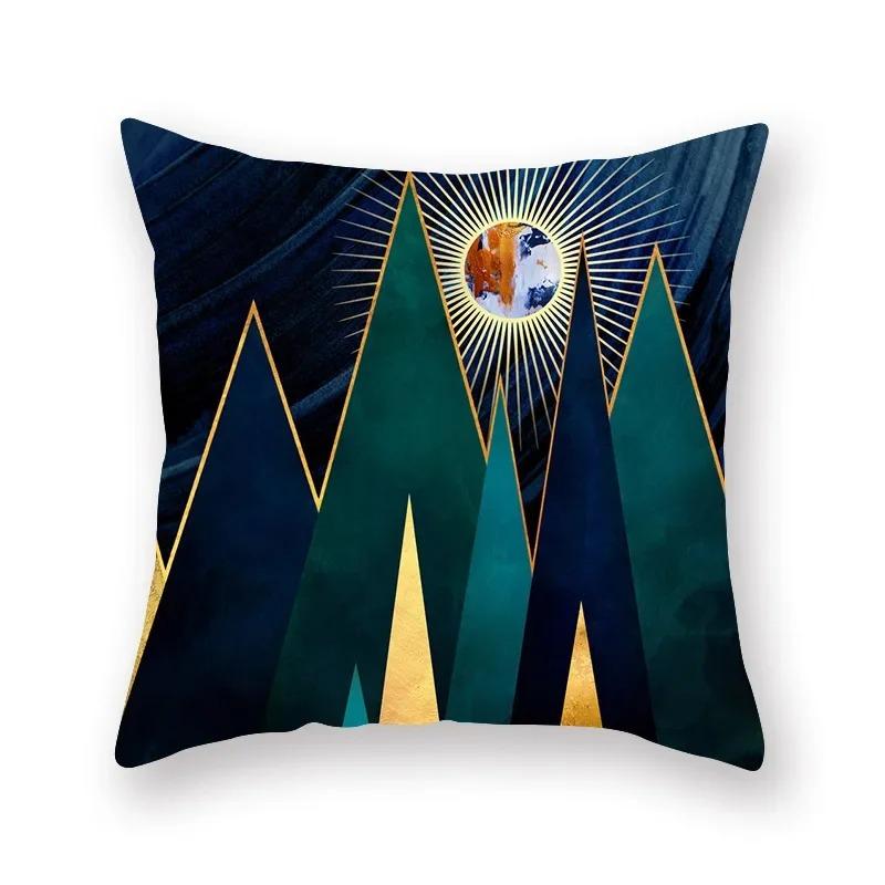 Geometric Mountains Sun Moon Creative Pillowcase Decorative Pillow Home Decor Golden Mountains Cushion Cover