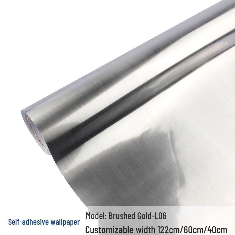 Gold & Silver Brushed Metal Stainless Steel Adhesive Film for Refrigerator, Elevator, and Interior Decor