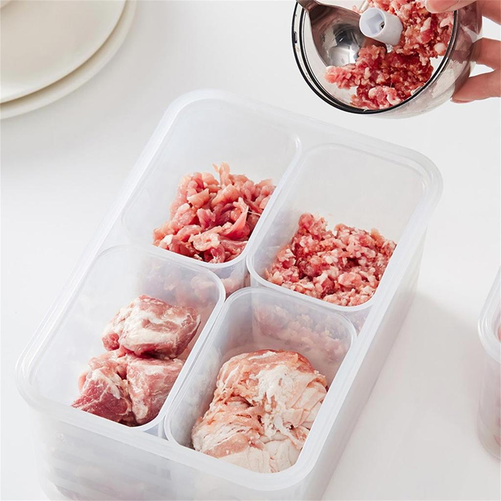 Geteilte Servierplatte mit Deckel mit 4 Fächern Charcuterie-Behälter Kühlschrank-Organizer für Kontrollbehälter Meal Prep