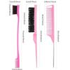 5Pcs/set Edge Brush Hair Styling Comb Set Rat Tail Comb Teasing Brush Slick Brush Set  Styling Tools