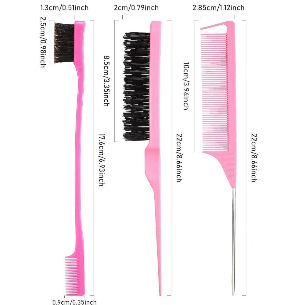 5Pcs/set Edge Brush Hair Styling Comb Set Rat Tail Comb Teasing Brush Slick Brush Set  Styling Tools