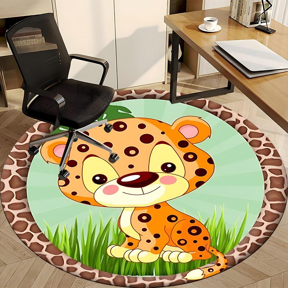 1pc CheetahChair Carpet for Office, Indoor Non-Slip Washable Polyester Fiber Carpet, Mat For Office, Machine Washable