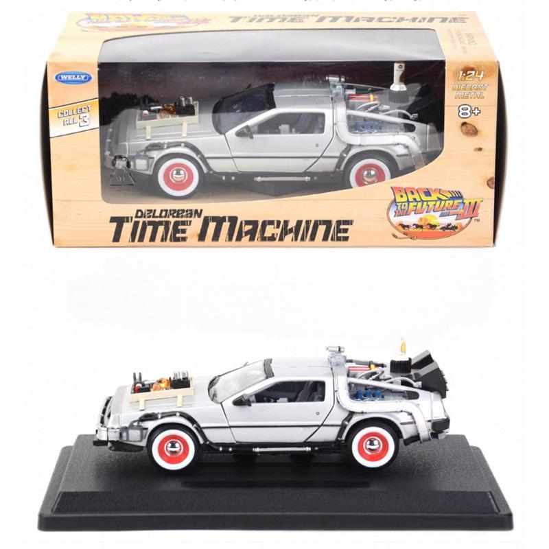 Spot 1/24 Back To The Future 3 Time Machine Miniature Simulation Car Model Scene Matching Ornaments Festival Gifts Collectibles