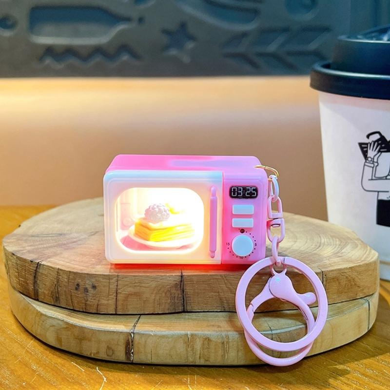 Cute Microwave or Washing Machine Key Chain Decoration With LED Light And Sound Effect For Bag Accessories