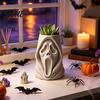 Ghost Face Ornament Halloween Candy Bucket 3D Printed Trick or Treat Snack Holder Bucket Spooky Screaming Desktop Organizer for Indoor Home Holiday