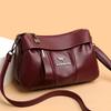 Women's Soft Leather Bag Commuter Multi-Layer Large Capacity Shoulder Crossbody Bag Middle-Aged Mother Bag