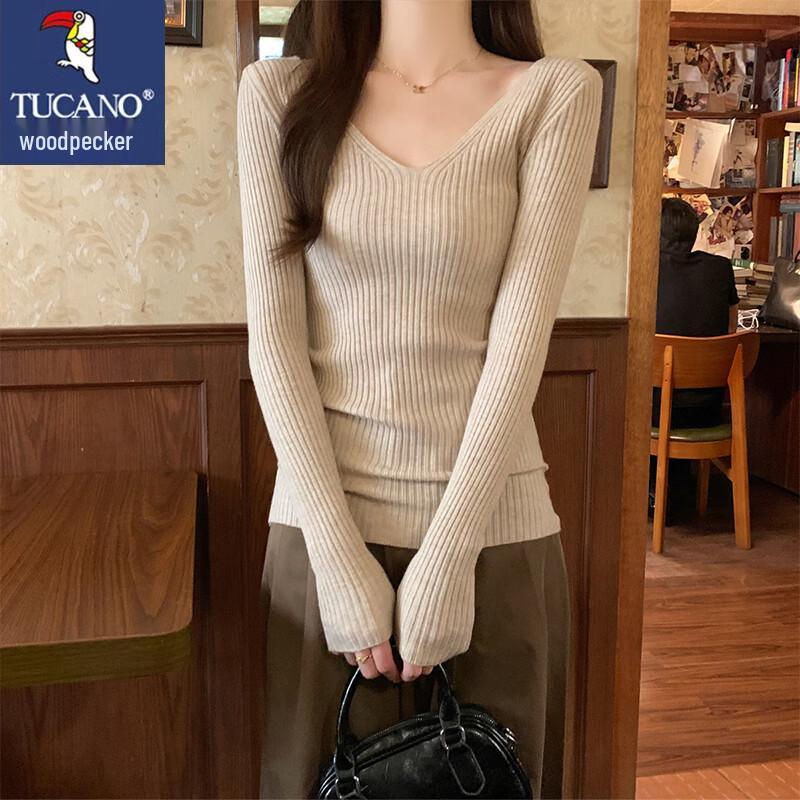 Tucano Women's V-Neck Ribbed Long Sleeve Sweater
