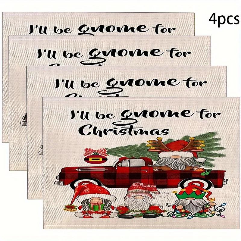 

4/6/8Pcs Christmas Placemat 30*45CM Linen Tableware Pads Perfect for Holiday Meals Non Slip Heat Resistant Table Accessories 4Pcs-30X45cm(12X18in