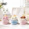 Small Gift for Party Favors 3D Printed Ice Cream Cup Fidget Clicker Keychain, Cute Dessert Stress Simulated Food Keychain Relief Click Toy, Mini Desk