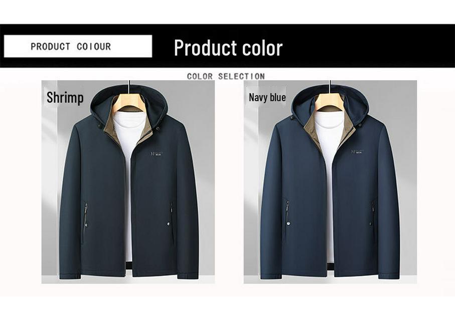 Removable Hood Spring-Autumn Dad's Business Casual Jacket for Middle-aged & Elderly
