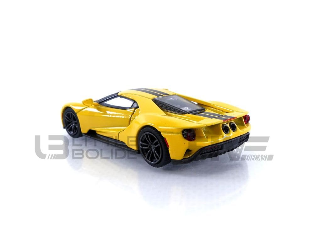 TrueScale Miniatures MINI GT 1/64 Scale Ford GT Triple Yellow Left-Hand Drive Finished Model