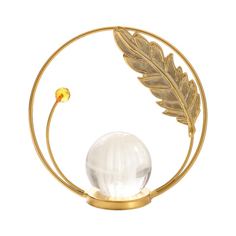 Crystal Ball Iron Art Ornament Golden Metal Frame Sphere Tabletop Decor Craft Butterfly Leaf Dragonfly Style for Living Room Entryway TV Cabinet