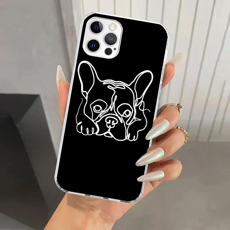 Etui na telefon Czarny Biały Buldog Francuski dla Iphone 16 15 14 13 12 Mini 11 Pro Max 16E X XS XR 7 Plus 8 SE 2020 Miękki Funda Print Sh