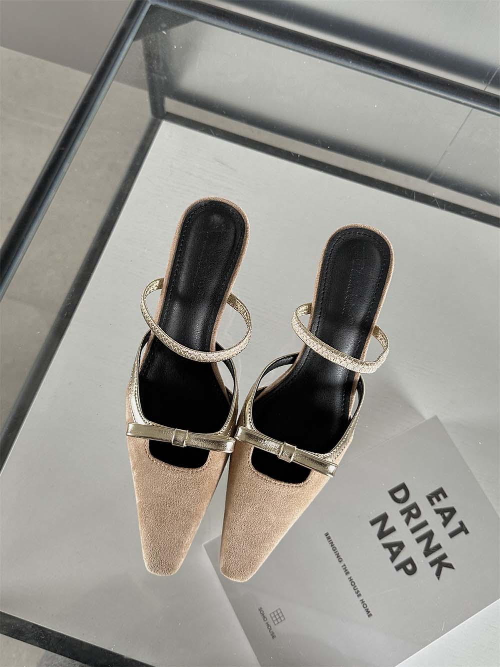 

мода Модные женские босоножки с острым носком Летние черные фиолетовые бежевые неглубокие туфли без застежек Женские туфли-лодочки Размер 35-39 Вечерние туфли-лодочки Сандалии 39 5.5 бежевый