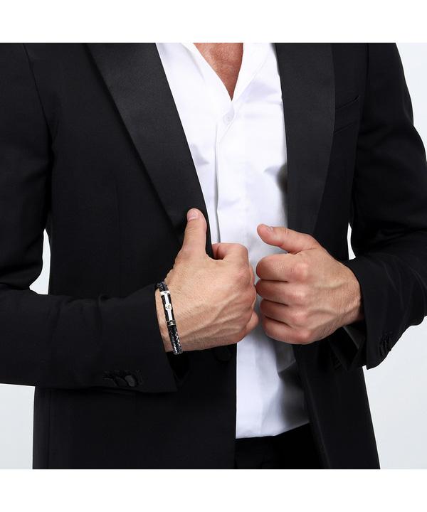 Maserati Jewels černý náramek z kůže a nerezové oceli JM422AVE11 pro muže