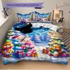 3Pcs Christmas Bears Presents Bedding Set Quilt Cover Pillowcase Home Christmas Xmas Halloween Gift 1 Duvet Cover 2 Pillowcase S921147