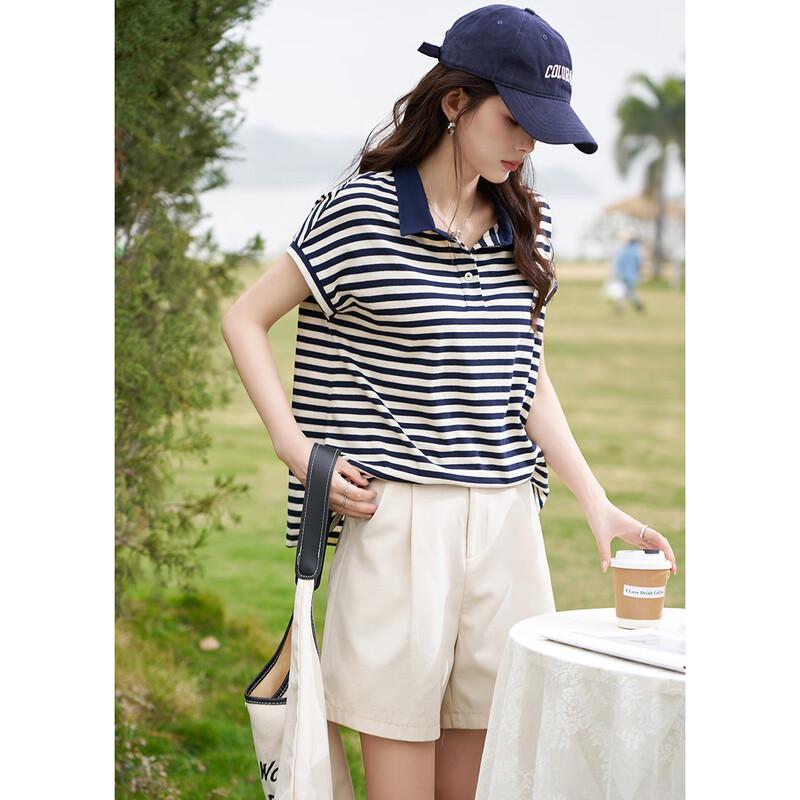 Demana Women's Striped Polo T-Shirt
