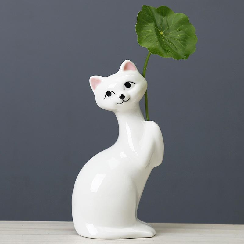 Χαριτωμένο Βάζο Γάτας Επιτραπέζια Διακοσμητικά Κεραμικό Υδροπονικό Βάζο Γλάστρα Μπουκάλι Αρωματοθεραπείας Διακόσμηση Σπιτιού Διακόσμηση Κήπου