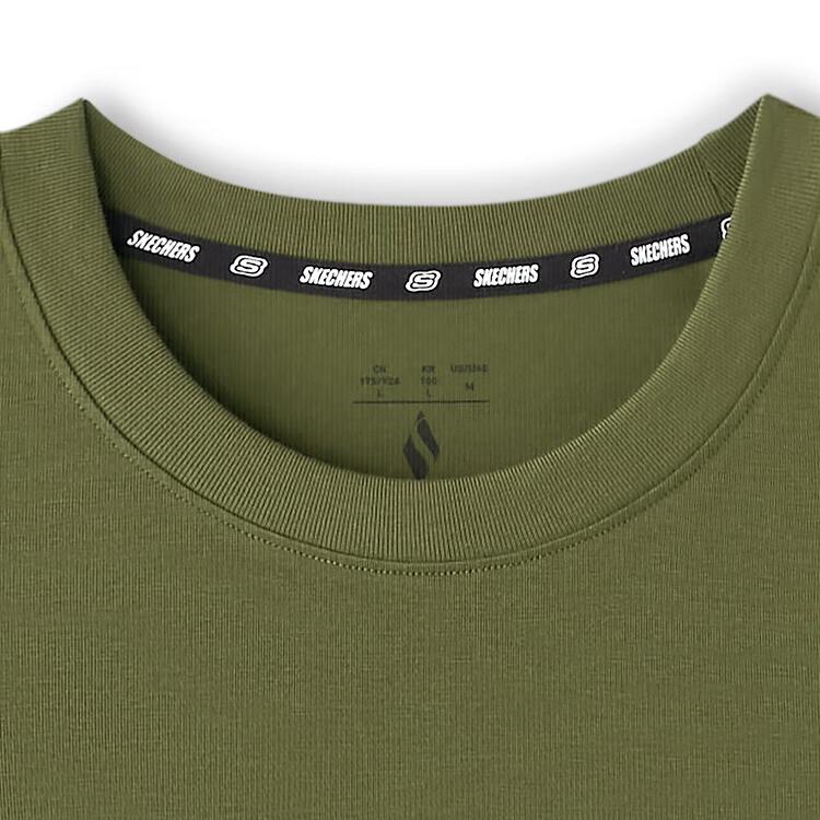 Skechers Sports Lifestyle Series Casual Round Neck Comfortable Short Sleeve T-Shirt Unisex Tops Martini-Olive-Green L225U130-05HR