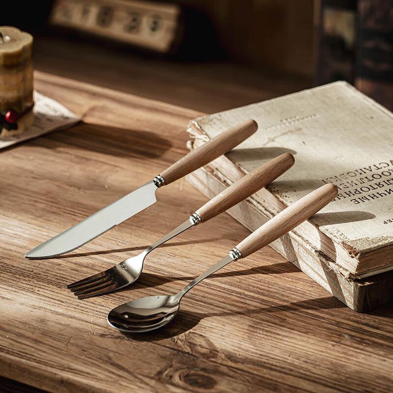 Ruhan Retro Wooden Handle Dinner Spoon