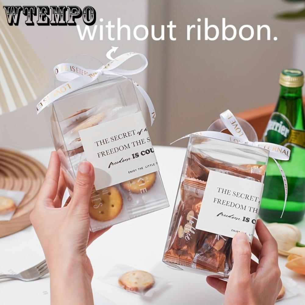 10pcs Clear Tote Bag with Stickers PET Gift Box Transparent Square Gift Box for Halloween Anniversaries Parties Weddings Valentines and Celebrations
