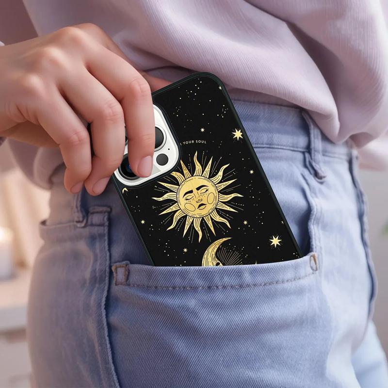 Celestial Mosaic Sun Moon Phone Case For iPhone 17 Air 15 16e 14 13 Pro Max Coque 12 11 Pro Max PLUS cover