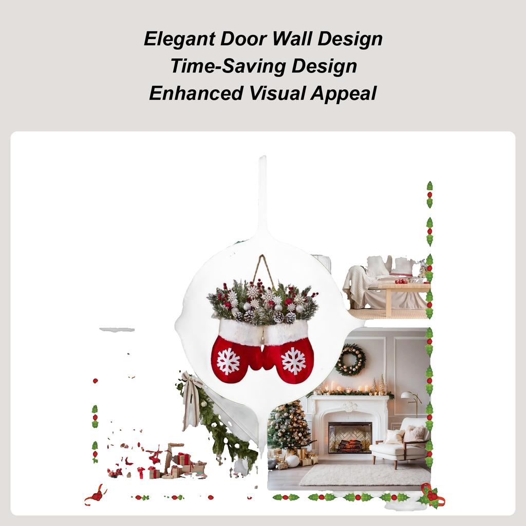 Christmas Front Door Wreath Realistic Decor Glove Design Supplies Artificial Pine Needle Wreaths For Home Indoor Outdoor Porch