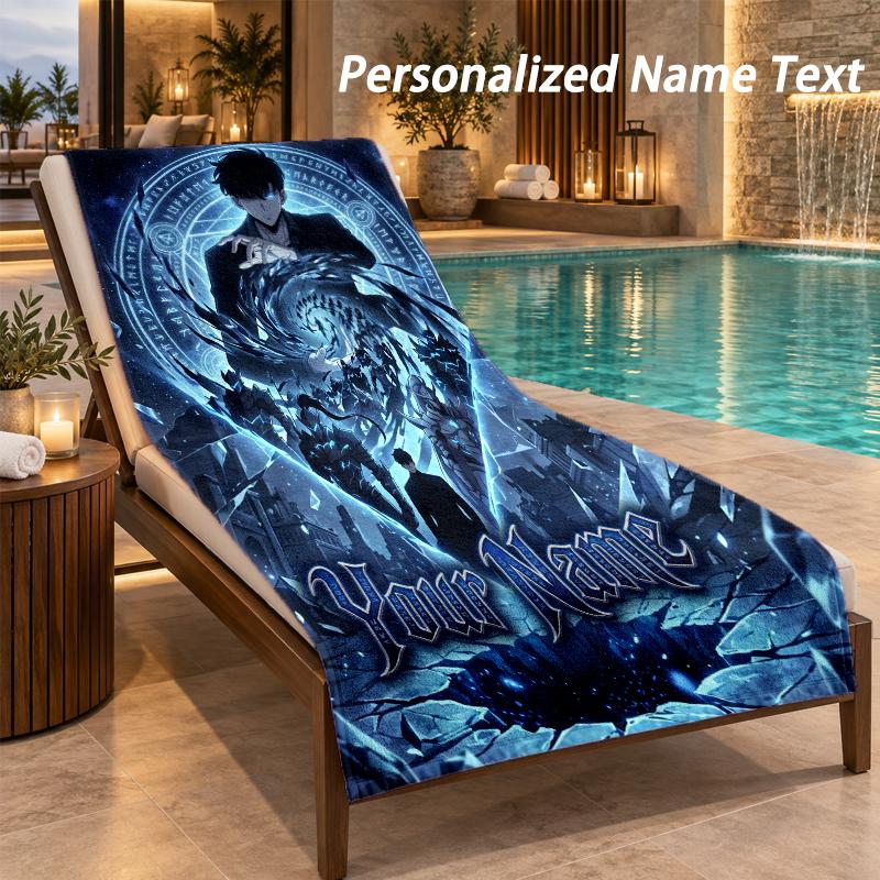 Solo Leveling Custom Name Beach Towel Large Soft Towel for Indoor Bathroom Outdoor Beach