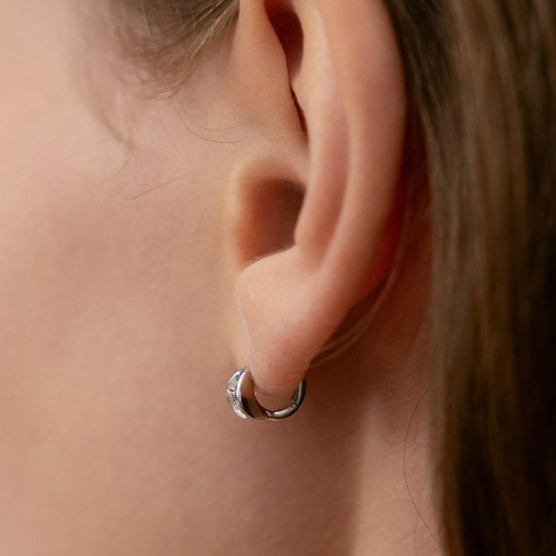 TATIANA (925 Silver) Circle Crystal Hoop Earrings EC3268