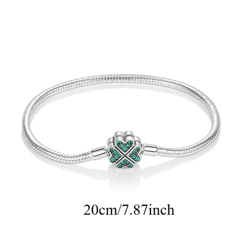 925 Silver Four Leaf Clover Pendant Green Lucky Charm Beads DIY Jewelry for Women Bracelet Making Diy