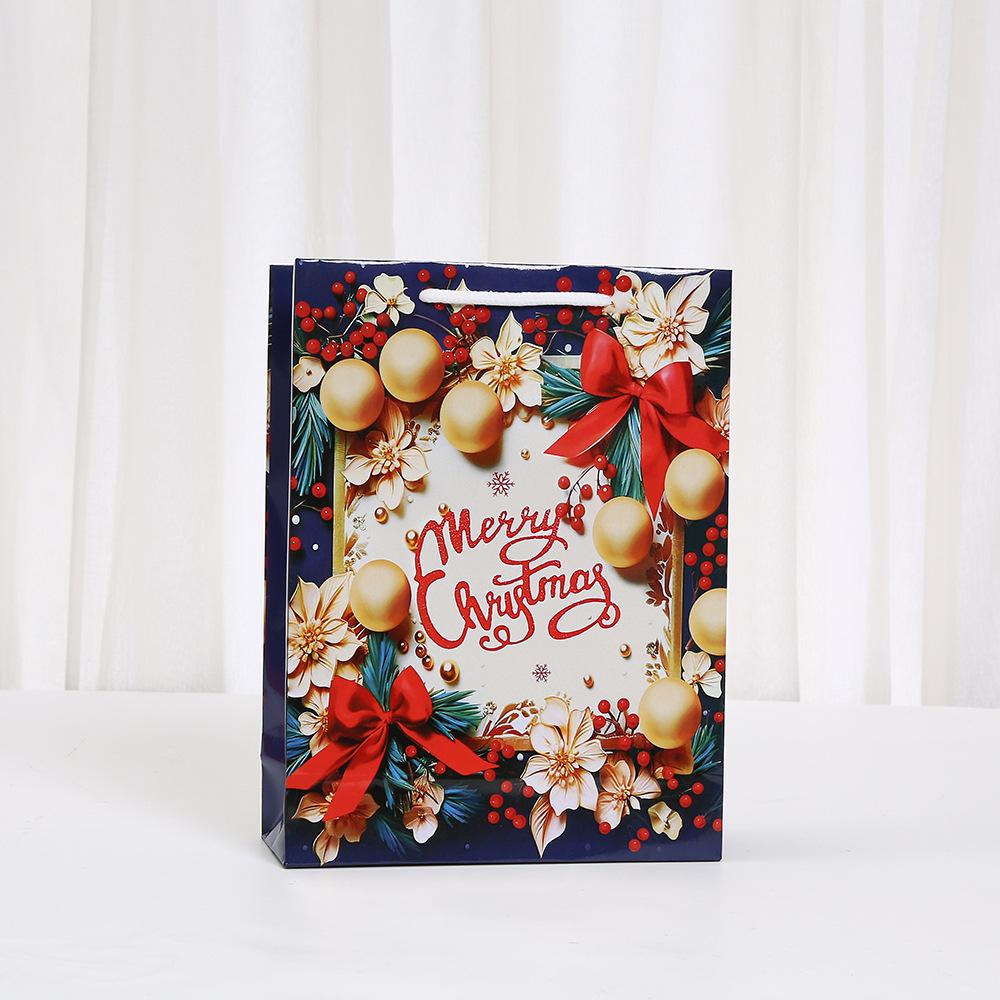 12/30pcs Merry Christmas Paper Tote Bags Reusable Gift Bags with Rope Handles for Holiday Parties Packing Candy Gifts Cake