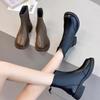 British-Style Women's Retro Martin Boots: Autumn/Winter Back-Zip, Versatile Thick Sole, Elastic Skinny Short Boots
