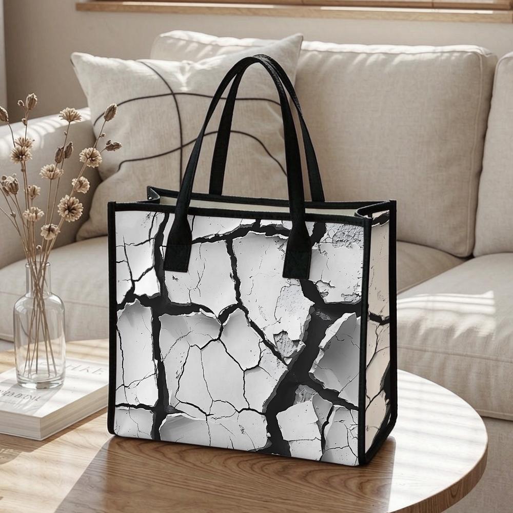 Cracked Pattern Tote Bag Casual Daily Large Capacity Handbag Fashion Shoulder Bag
