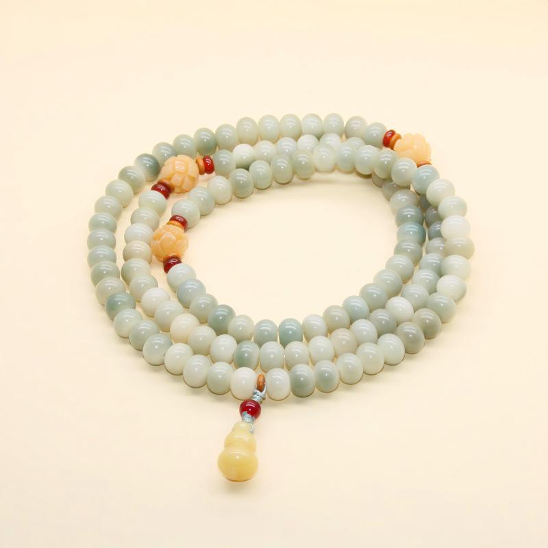 108 Bodhi Seed Lime Abacus Multi-turn Bracelet - Versatile Chinese Style Accessory