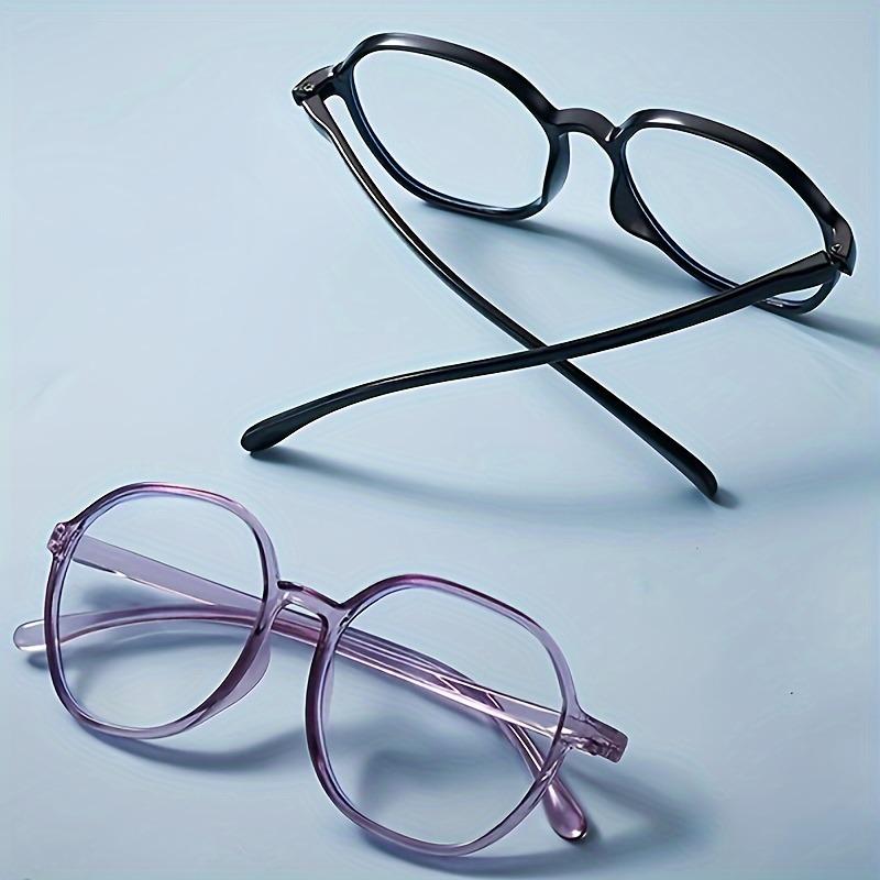 1 Pair of Sleek Anti Aging Reading Glasses Ultra Lightweight Hexagonal Full Frame with Clear AC Lenses for Men  Women