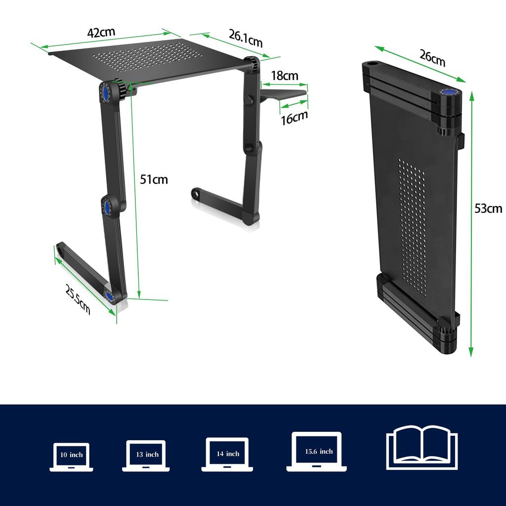 Laptop PC Computer Desk Height Posture with Mouse Adjustable Aluminum Stand, Stand, Stand, Adjustable, Adjustment, Foldable, Pad, Angle,