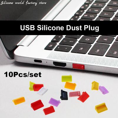 Silicone World 10 Stück Silikon USB-Schnittstellen Staubstopfen Antistaub-Kappe Abdeckung Lochstopfen für PS5 Abdeckung Stopfen Spielkonsolen-Zubehör