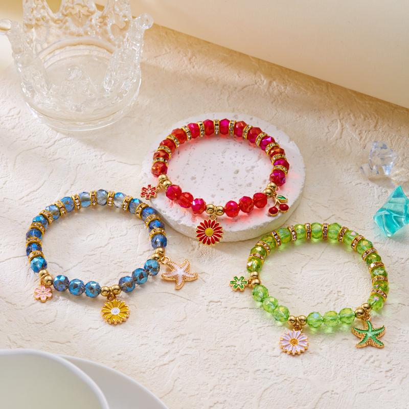 Sunflower Bead Bracelet For Women Bohemian Starfish Flower Charm Alloy Bracelet Friendship Jewelry Gifts