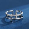 Ethnic Style Adjustable Hip Hop Women's Cross Ring with Cubic Zirconia