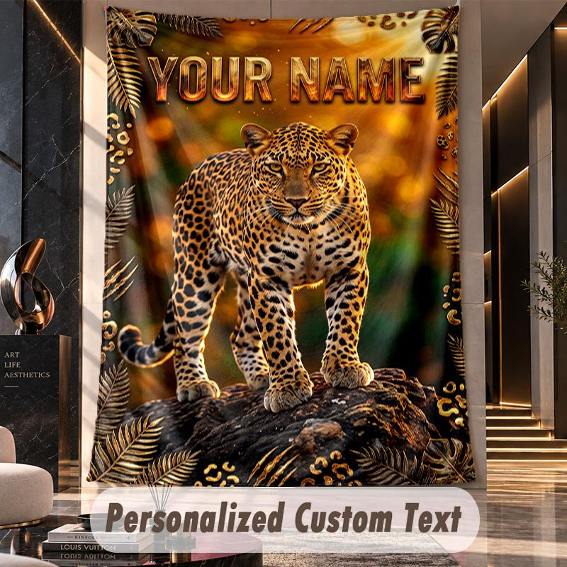 Lion Tiger (5) Theme Custom Tapestry Personalized Custom Name Text Wall Hanging Tapestry Home Decor Background Cloth