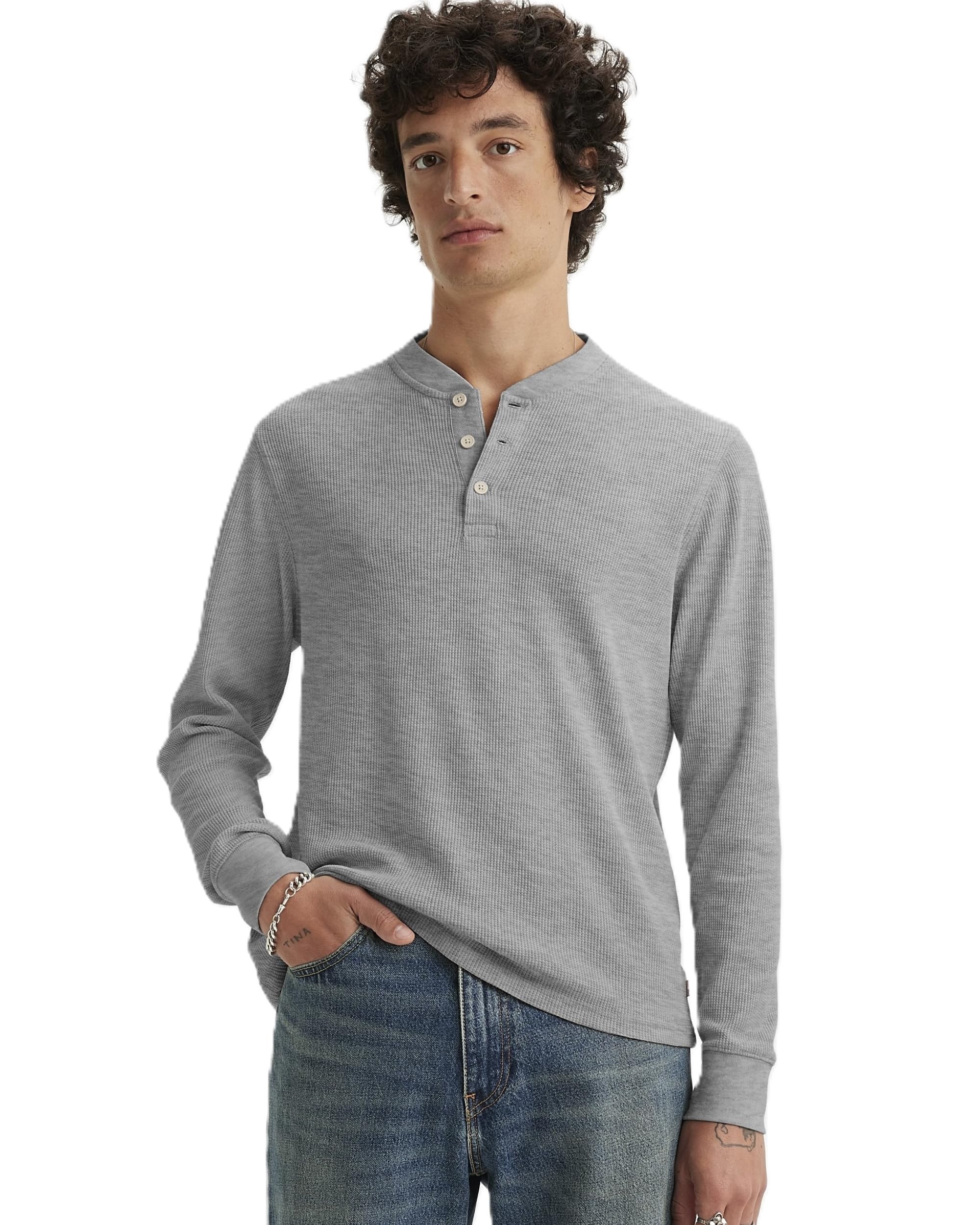 

Levi s Thermal Waffle Henley Long Sleeve T-Shirt 29691-0005 US L