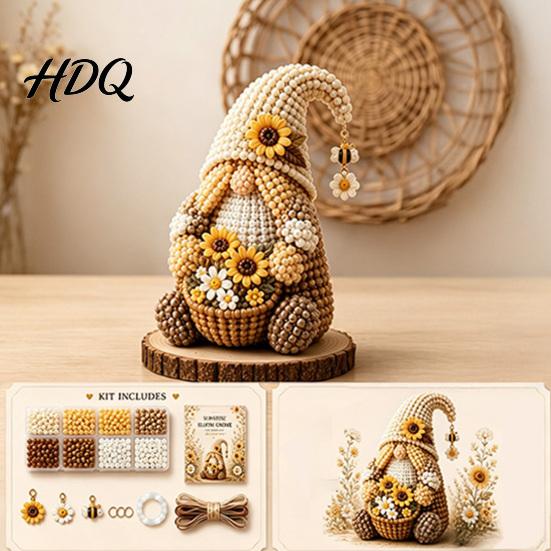 Bead Crafting Set Gnome Craft Kit Tiny Beaded DIY Cute Kit Art for Adults Teens Unique Home Decor Handmade Gift Creative Decoration