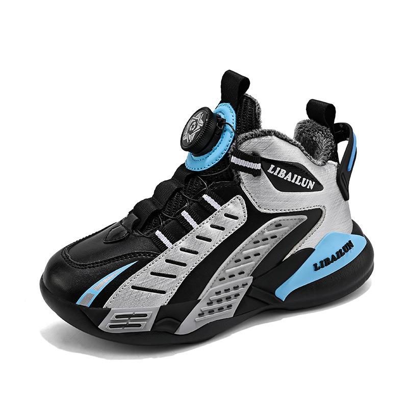 Children's basketball special sneakers 2025 winter velvet boys' sports medium and older children's professional basketball shoes winter